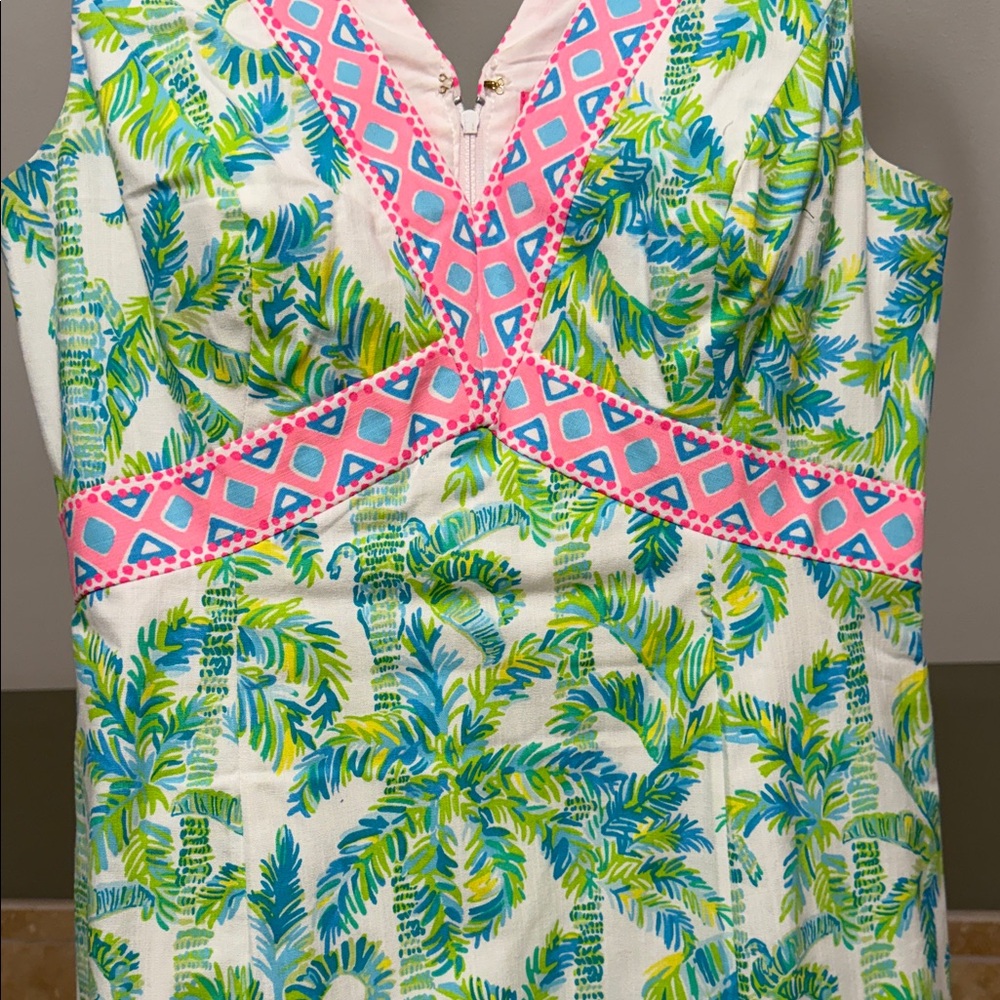 Lilly Pulitzer Green and Pink Palm Print Midi Dress - Picture 6 of 6